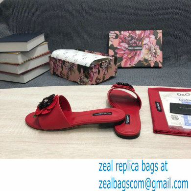 Dolce & Gabbana Black Red Roses Slides Red 2022